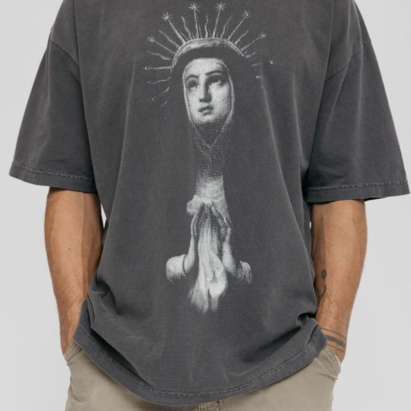 Unisex Vintage T Shirts Sandblasting and distressed wash finish
