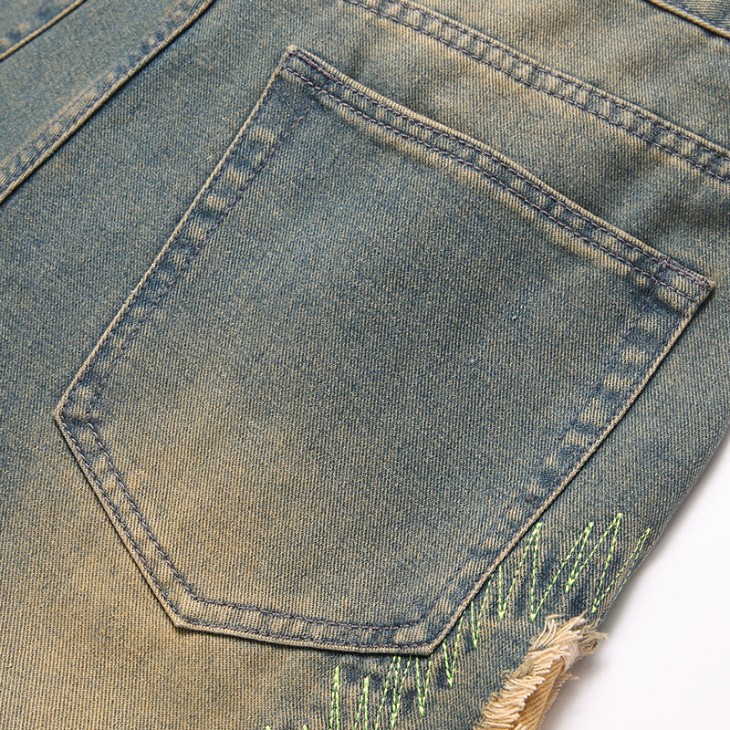 Mens Fashion Jeans Destroy embroidery thread balls 5721#