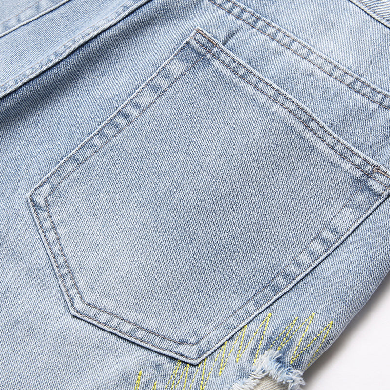 Mens Fashion Jeans Destroy embroidery thread balls 5720#